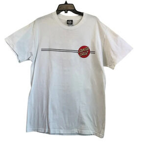 The Original Santa Cruz Skateboards Unisex L White Logo Print Short SleeveTee